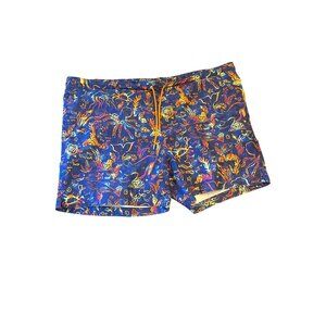 Lands End Mens XL Swim Trunks Ocean Print Polyester Summer Colorful